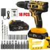 [21V Cordless Drill Set] 1/18/30/32/35/136/148pcs Electric Drill Tool Box Set | Rechargeable Cordless Drill Set with 2 Batteries, Cordless Drill Driver with Hand Tools, Screwdriver, Bit Set, And Tool Box for Home Repair, Gift for Men