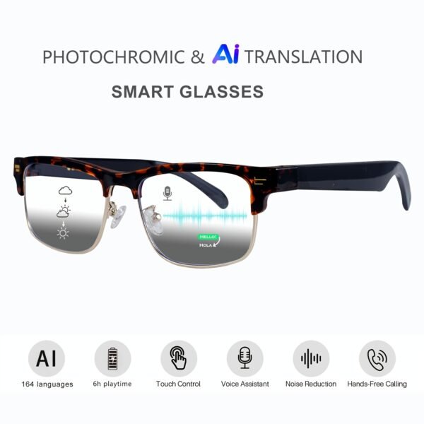 AI Smart Glasses, Smart Glasses With 160 Languages Real Time Translation Support, Chat GPT System, Hvesbsfsy New Multi-functional Audio Glasses For Men And Women, Built-in Microphone And Speaker, HD Voice Calls And HIFI Music Quality