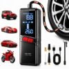 12000APortable Wireless Car Air Compressor Inflator Hand Pump with LED Lighting, Suitable for Cars/motorcycles/bicycles