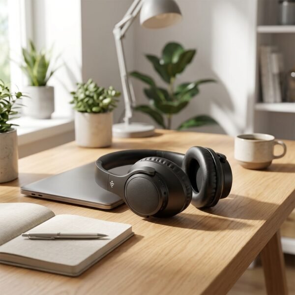 KVIDIO Bluetooth 6.0 Wireless Headphones, 65 Hours Playtime, Sealed Type, Microphone Included, Soft Earmuffs &Light Weight for Prolonged Waring for PC/Travel/School/iPad