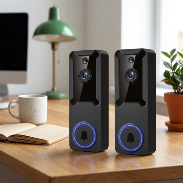 product-fmket-ee09685fa6e27fe315e0efb95f889a4d 2pcs/1pc Smart Wireless Doorbell Camera System with Puvue App Compatible Indoor/Outdoor