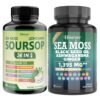 Himiyer 2 Bottles Soursop NAD+ & Sea Moss Daily Balance Capsules for Women & Men - Rhodiola Rosea, Ashwagandha, Shilajit, Berberine - Focus & Immune Health & Body Balance - Daily Gentle Lifestyle