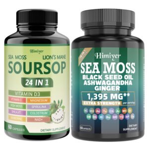 product-open-00a0c73cc6a6489da3bddbcef7459050-goods Himiyer 2 Bottles Soursop NAD+ & Sea Moss Daily Balance Capsules for Women & Men - Rhodiola Rosea, Ashwagandha, Shilajit, Berberine - Focus & Immune Health & Body Balance - Daily Gentle Lifestyle