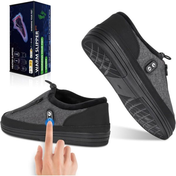 Warm Slippers with Four Heating Settings, Cordless Foot Warmers Designed for Chilly Feet, Perfect for Cold Weather. These Cozy Indoor And Outdoor Shoes Are Ideal for Camping, Featuring a 5000Mah Rechargeable Battery