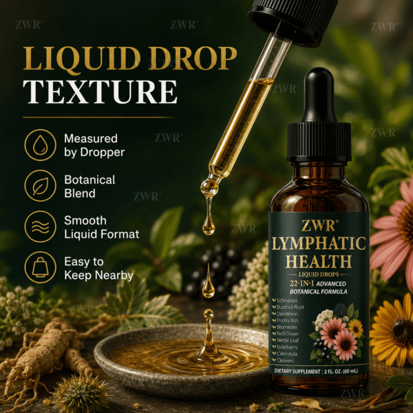 21-In-1 Herbal Lymphatic Health Drops, Echinacea Lymph Health Supplement, with Burdock Root, Echinacea, Plantain, Dandelion, for Body Balance & Healthy Defense, Great for Taking 0.03oz Daily with Water, 2.03oz