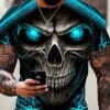 Men's Skeleton T Shirts 3d Print Skull O-Neck T Shirt, Halloween Oversized T-Shirt Short-Sleeve Tee Sportswear Men's Clothing Top