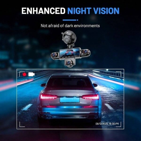 Wzxlifescult 4/5 Camera Car Dash Cam, 360° Surround Coverage, 1080P Front, 720P Rear & Inside Recording, Night Vision, WDR, Loop Recording, Parking Monitor