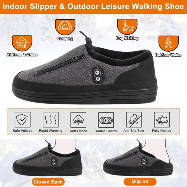 Warm Slippers with Four Heating Settings, Cordless Foot Warmers Designed for Chilly Feet, Perfect for Cold Weather. These Cozy Indoor And Outdoor Shoes Are Ideal for Camping, Featuring a 5000Mah Rechargeable Battery