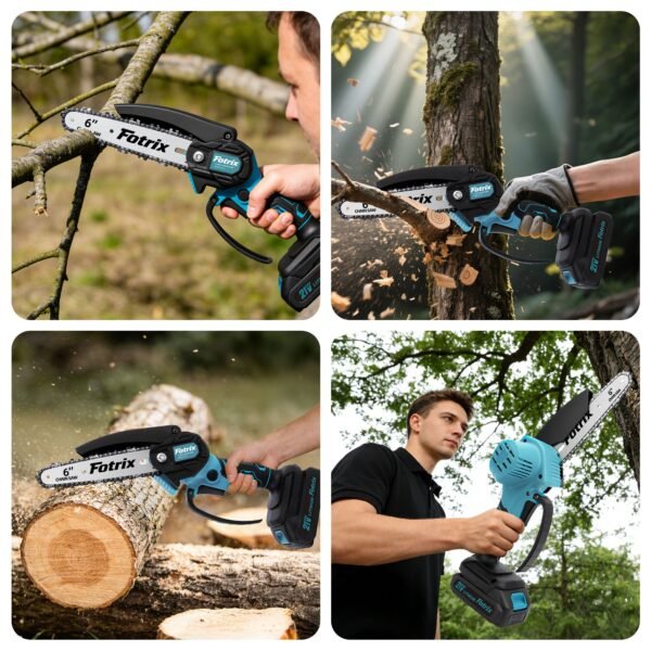 6-Inch Mini Cordless Chainsaw with Storage Case, Upgraded High-Hardness Chain, Lightweight One-Handed Electric Saw for Tree Trimming, Garden Pruning, Property Cleanup & Practical Gift for Men