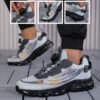 Men's Fashion Casual Sneakers, Lightweight and Breathable Running Shoes with Thick Soles and Rotating Button Design for Daily Commuting, Workouts, and Running