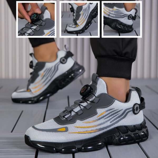 Men's Fashion Casual Sneakers, Lightweight and Breathable Running Shoes with Thick Soles and Rotating Button Design for Daily Commuting, Workouts, and Running