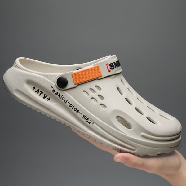 Men's Fashionable Sandals and Slides with a Sporty Letter Pattern Design, Featuring a Non-slip, Breathable, and Reversible Slip-on Style, Suitable for Daily and Outdoor Use