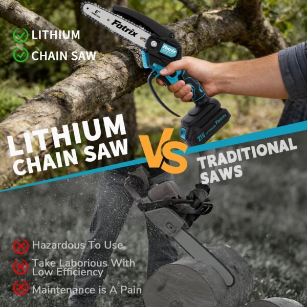 6-Inch Mini Cordless Chainsaw with Storage Case, Upgraded High-Hardness Chain, Lightweight One-Handed Electric Saw for Tree Trimming, Garden Pruning, Property Cleanup & Practical Gift for Men