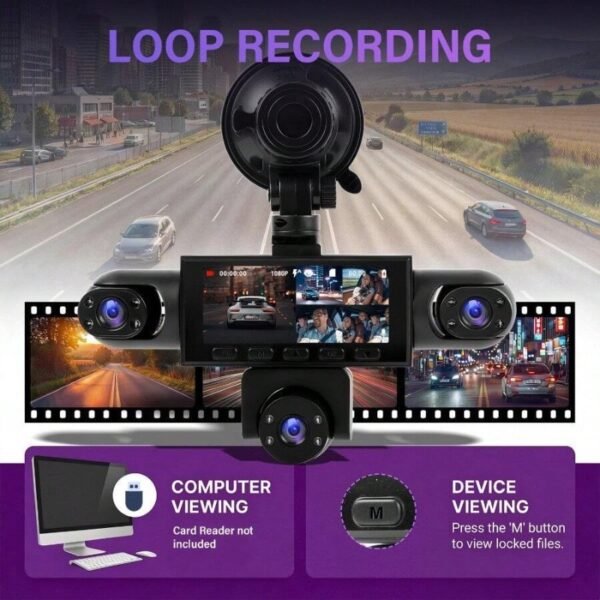 Wzxlifescult 4/5 Camera Car Dash Cam, 360° Surround Coverage, 1080P Front, 720P Rear & Inside Recording, Night Vision, WDR, Loop Recording, Parking Monitor