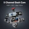 Wzxlifescult 4/5 Camera Car Dash Cam, 360° Surround Coverage, 1080P Front, 720P Rear & Inside Recording, Night Vision, WDR, Loop Recording, Parking Monitor