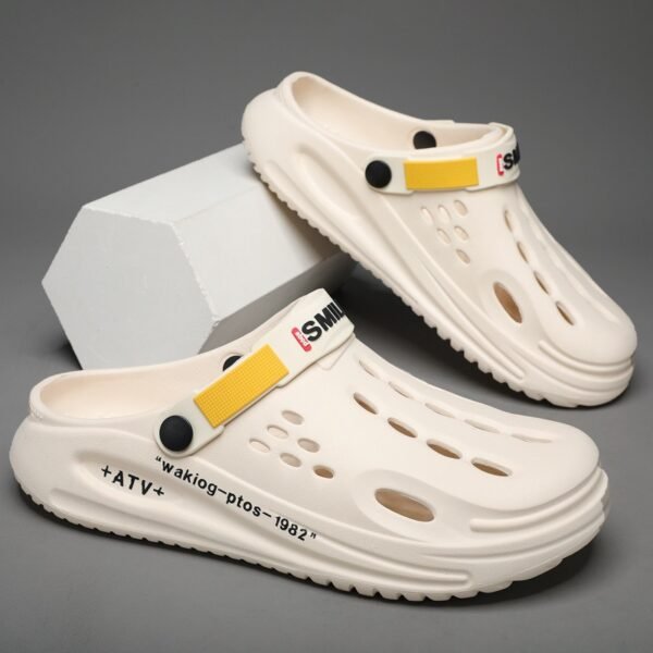 Men's Fashionable Sandals and Slides with a Sporty Letter Pattern Design, Featuring a Non-slip, Breathable, and Reversible Slip-on Style, Suitable for Daily and Outdoor Use