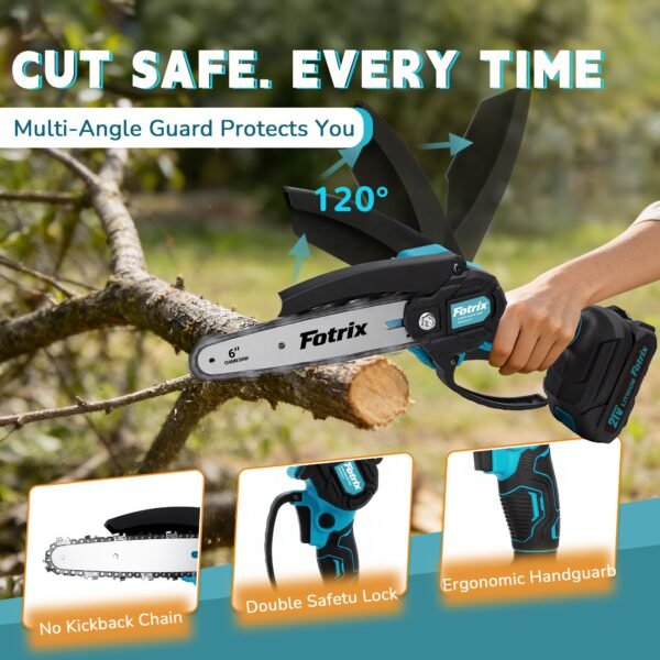6-Inch Mini Cordless Chainsaw with Storage Case, Upgraded High-Hardness Chain, Lightweight One-Handed Electric Saw for Tree Trimming, Garden Pruning, Property Cleanup & Practical Gift for Men