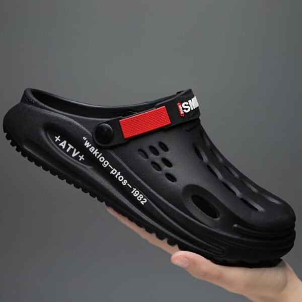 Men's Fashionable Sandals and Slides with a Sporty Letter Pattern Design, Featuring a Non-slip, Breathable, and Reversible Slip-on Style, Suitable for Daily and Outdoor Use