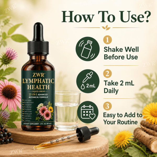 21-In-1 Herbal Lymphatic Health Drops, Echinacea Lymph Health Supplement, with Burdock Root, Echinacea, Plantain, Dandelion, for Body Balance & Healthy Defense, Great for Taking 0.03oz Daily with Water, 2.03oz