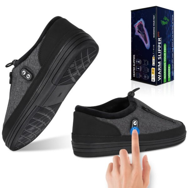 Warm Slippers with Four Heating Settings, Cordless Foot Warmers Designed for Chilly Feet, Perfect for Cold Weather. These Cozy Indoor And Outdoor Shoes Are Ideal for Camping, Featuring a 5000Mah Rechargeable Battery