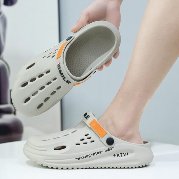 Men's Fashionable Sandals and Slides with a Sporty Letter Pattern Design, Featuring a Non-slip, Breathable, and Reversible Slip-on Style, Suitable for Daily and Outdoor Use