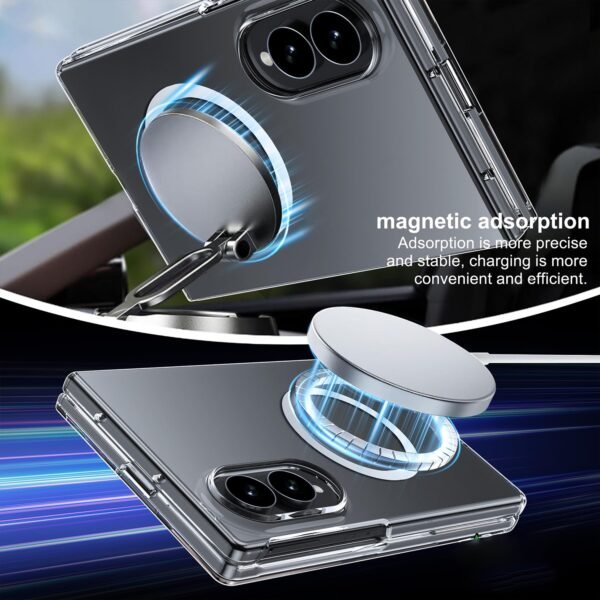 Phone Case: Magnetic Case for Samsung Z Fold8 Phone Case Transparent Case with Rope Holes - Magnetic Clear Slim, Anti-Scratch Ultralight Non-Slip Back for Galaxy Z Fold 8 Case Transparent