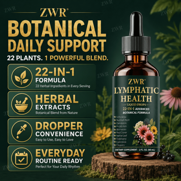 21-In-1 Herbal Lymphatic Health Drops, Echinacea Lymph Health Supplement, with Burdock Root, Echinacea, Plantain, Dandelion, for Body Balance & Healthy Defense, Great for Taking 0.03oz Daily with Water, 2.03oz