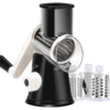 Hand-Cranked Rotary Cheese Grater | for Shredding Fresh Cheese, Vegetables, And Nuts, Metal, Non-Slip Suction Base, Includes Three-Blade Cleaning Brush