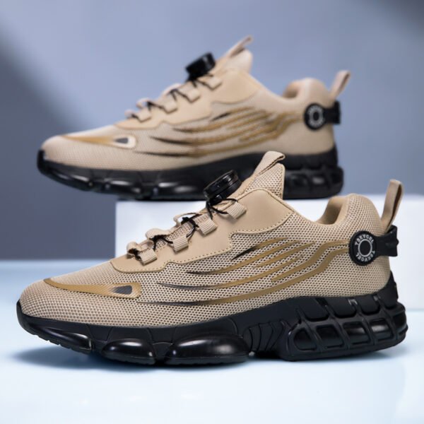 Men's Fashion Casual Sneakers, Lightweight and Breathable Running Shoes with Thick Soles and Rotating Button Design for Daily Commuting, Workouts, and Running
