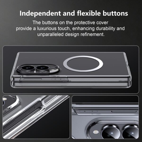 Phone Case: Magnetic Case for Samsung Z Fold8 Phone Case Transparent Case with Rope Holes - Magnetic Clear Slim, Anti-Scratch Ultralight Non-Slip Back for Galaxy Z Fold 8 Case Transparent