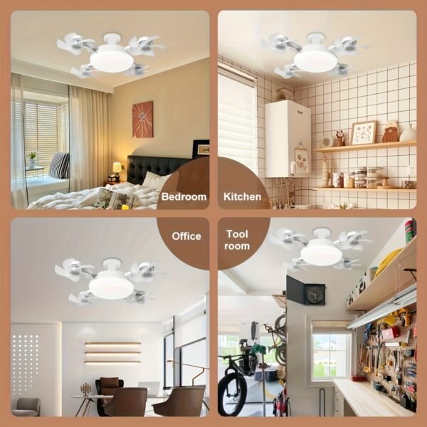 product-fancy-0465c850-a6f0-4518-a4d8-a13b2f22f6eb LED Smart Ceiling Fan Light - E27/E26 Screw Port With Remote Control, Adjustable Brightness And 3 Speed Adjustment, Suitable For Bedroom, Living Room, Study, Kitchen And Bathroom - Modern Design, Suitable For All Seasons (2-in-1-3/4/5 Head Fan Light