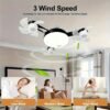 product-fancy-2b8d59d7-a0ed-4bb7-b827-5a54af532f24 LED Smart Ceiling Fan Light - E27/E26 Screw Port With Remote Control, Adjustable Brightness And 3 Speed Adjustment, Suitable For Bedroom, Living Room, Study, Kitchen And Bathroom - Modern Design, Suitable For All Seasons (2-in-1-3/4/5 Head Fan Light