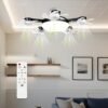 product-fancy-b0c147a7-07e0-4774-b55c-2311f78f1e20 LED Smart Ceiling Fan Light - E27/E26 Screw Port With Remote Control, Adjustable Brightness And 3 Speed Adjustment, Suitable For Bedroom, Living Room, Study, Kitchen And Bathroom - Modern Design, Suitable For All Seasons (2-in-1-3/4/5 Head Fan Light