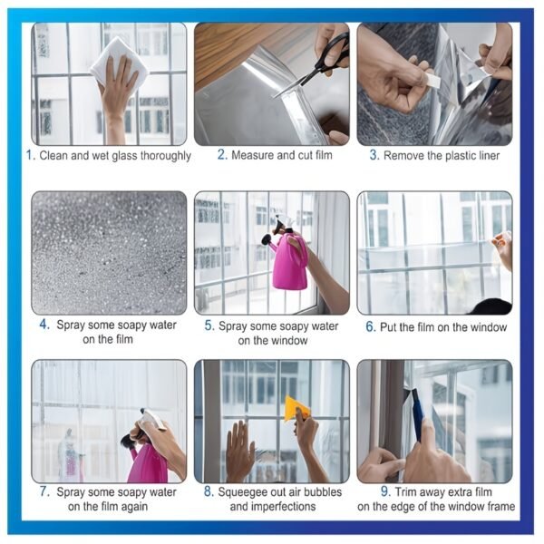 product-fancy-e3a52276-b53e-4a7c-b04e-a5638d84d47f Large One-Way Privacy Window Film for Home And Office Windows. Features Electrostatic Adhesion - No Glue Required - And Provides Protection, Sunshade, And Heat Insulation. Holiday Decorations. Bonus Gifts: Spray Bottle, Measuring Tape, And Squeegee
